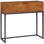 TAVOLINO CONSOLLE con cassetto 80 x 30 x 76 cm in legno naturale e metallo nero