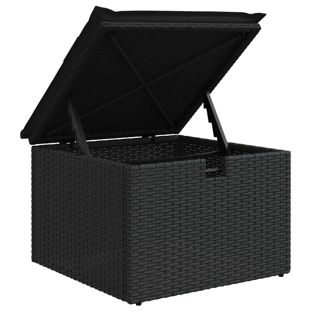 Set Divano da Giardino con cuscino 5 pcs Nero polyrattan