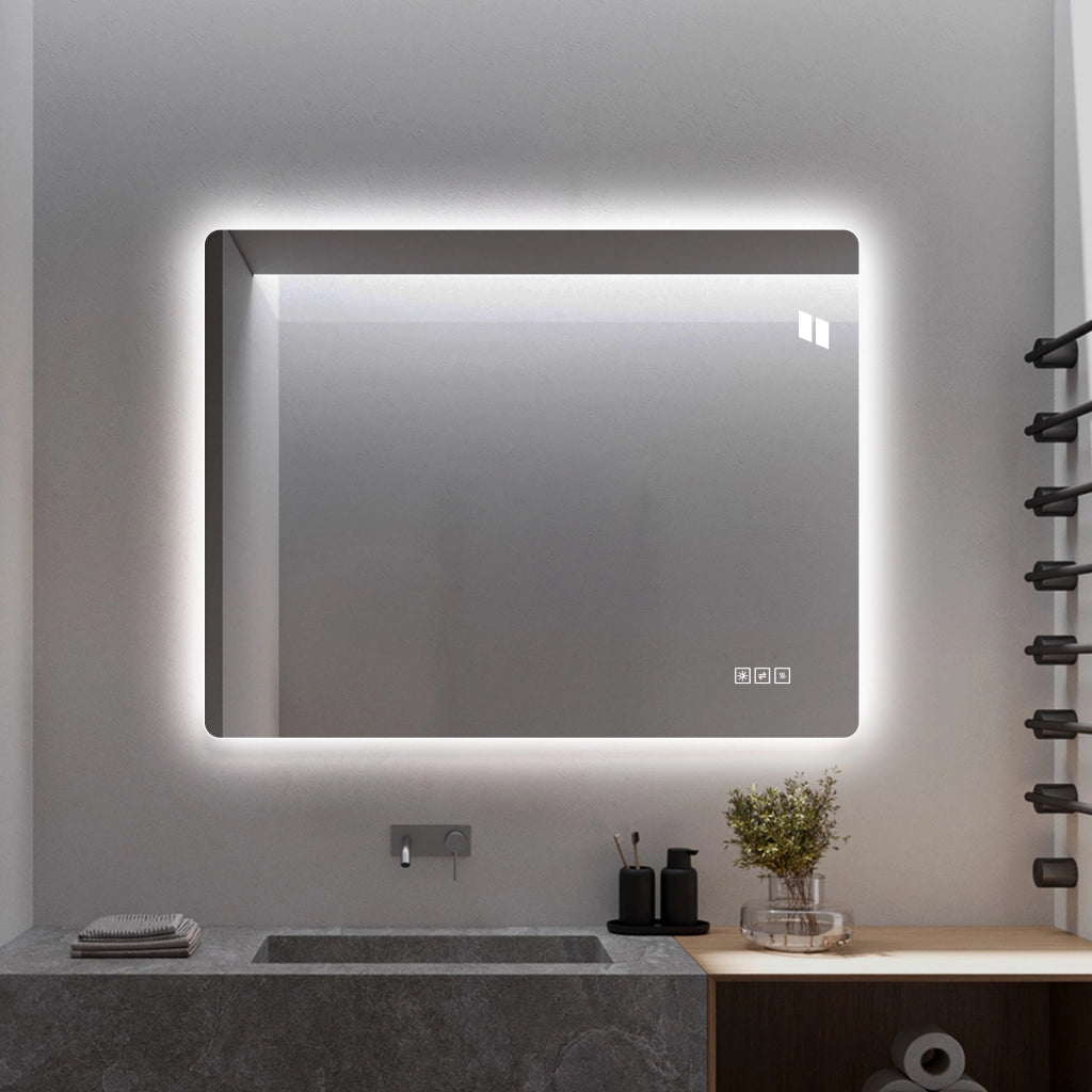 Specchio da bagno LED senza cornice 60x80 cm, retroilluminato, antiappannamento, dimmerabile, 3 tonalità luce