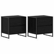 Set di 2 Comodini | Armadio da Notte | Mobiletto da notte Rovere Nero 50 x 39.5 x 50 cm Legno multistrato
