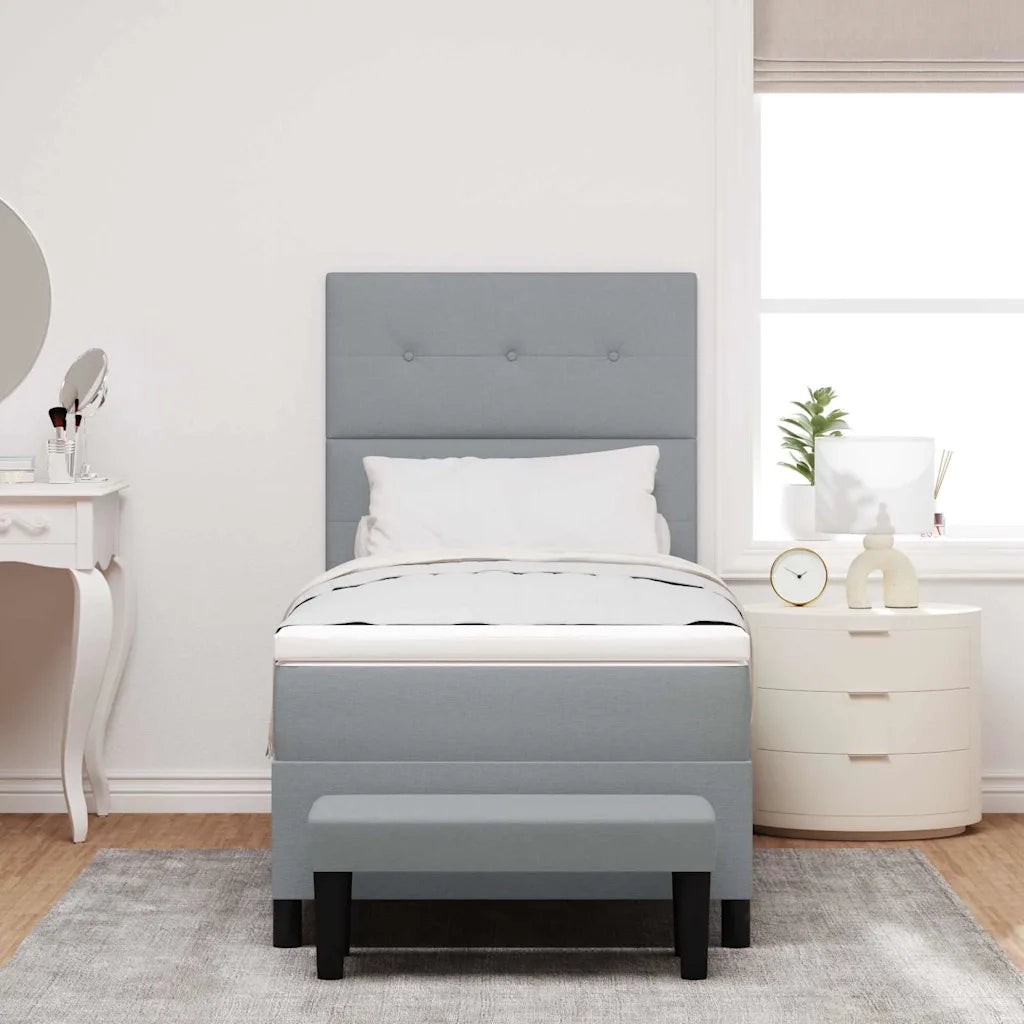 Letto a molle con materasso Grigio chiaro 90 x 200 cm Tessuto