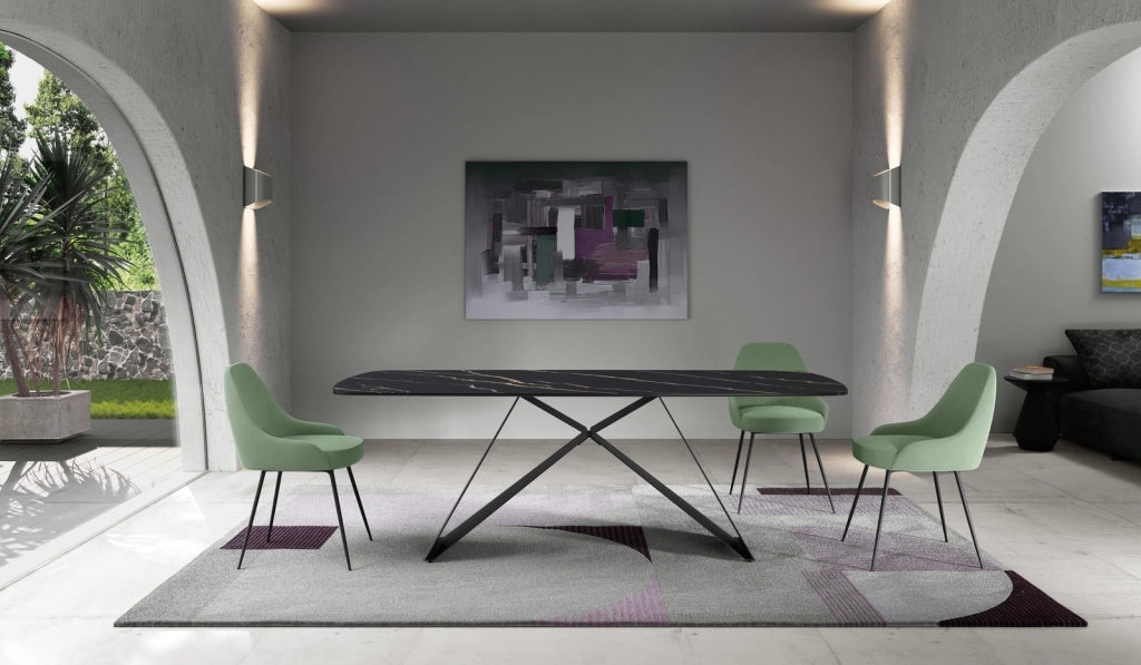 Thanos - Tavolo Fisso (220 x 110 cm) in Ceramica Nera