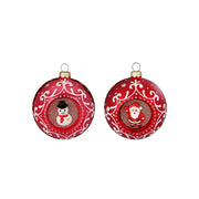 PALLINA VETRO ROSSO D 8 CM ASS BABBO-PUPAZZO ASSORTITA PREZZO CAD UNO