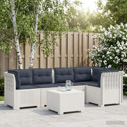 Divano da Giardino 5 Posti con Cuscini Stile Rattan PP Bianco 3444097