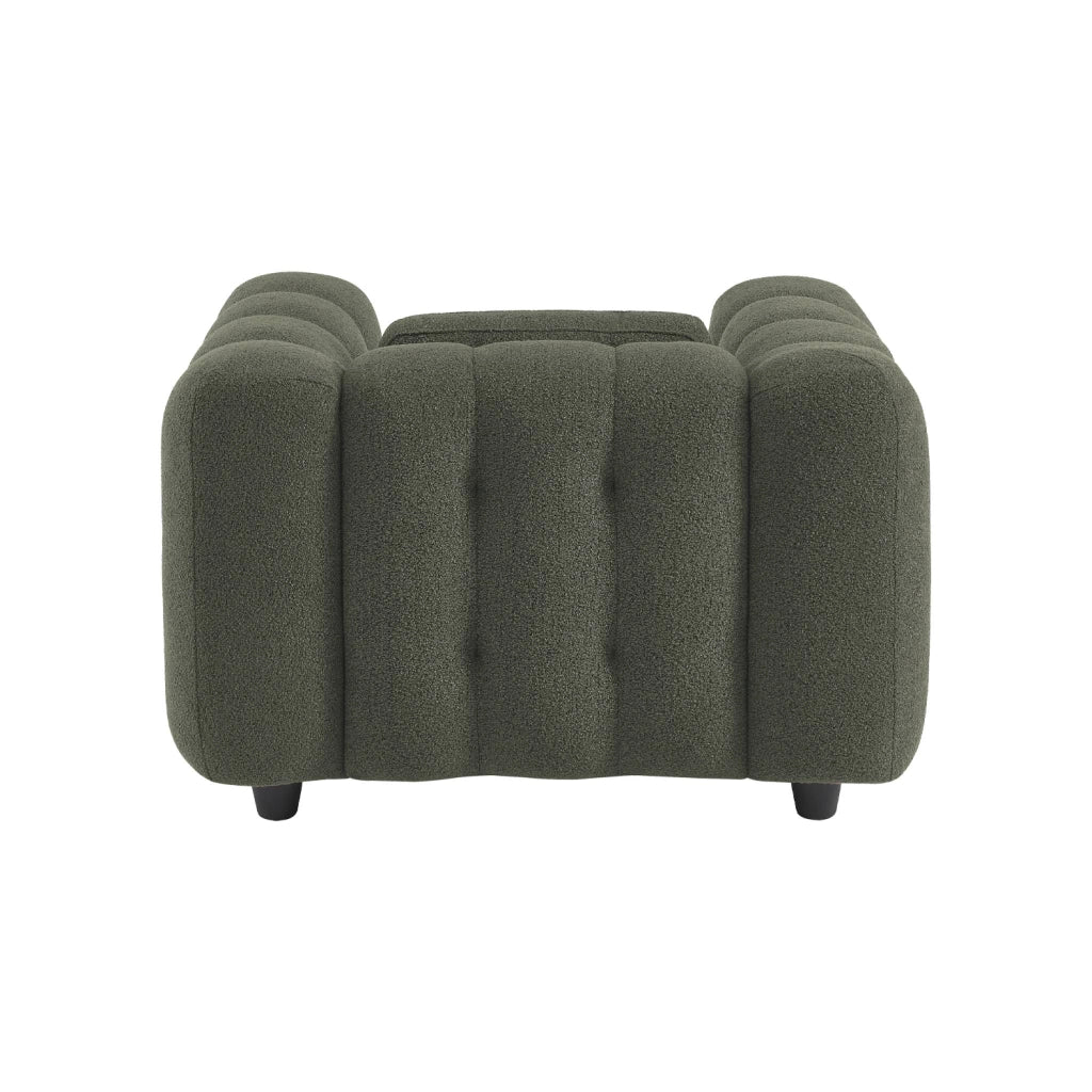 Poltrona imbottita in tessuto bouclé testurizzato, 1 posto, verde kaki