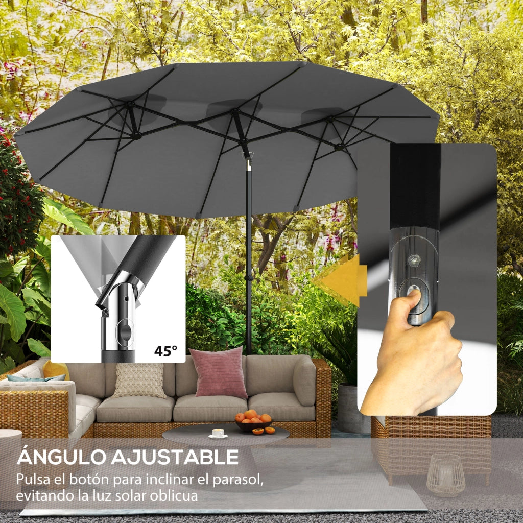 Ombrellone da Giardino Doppio ¨C zephmum ¨C Grigio 295x152x222 cm