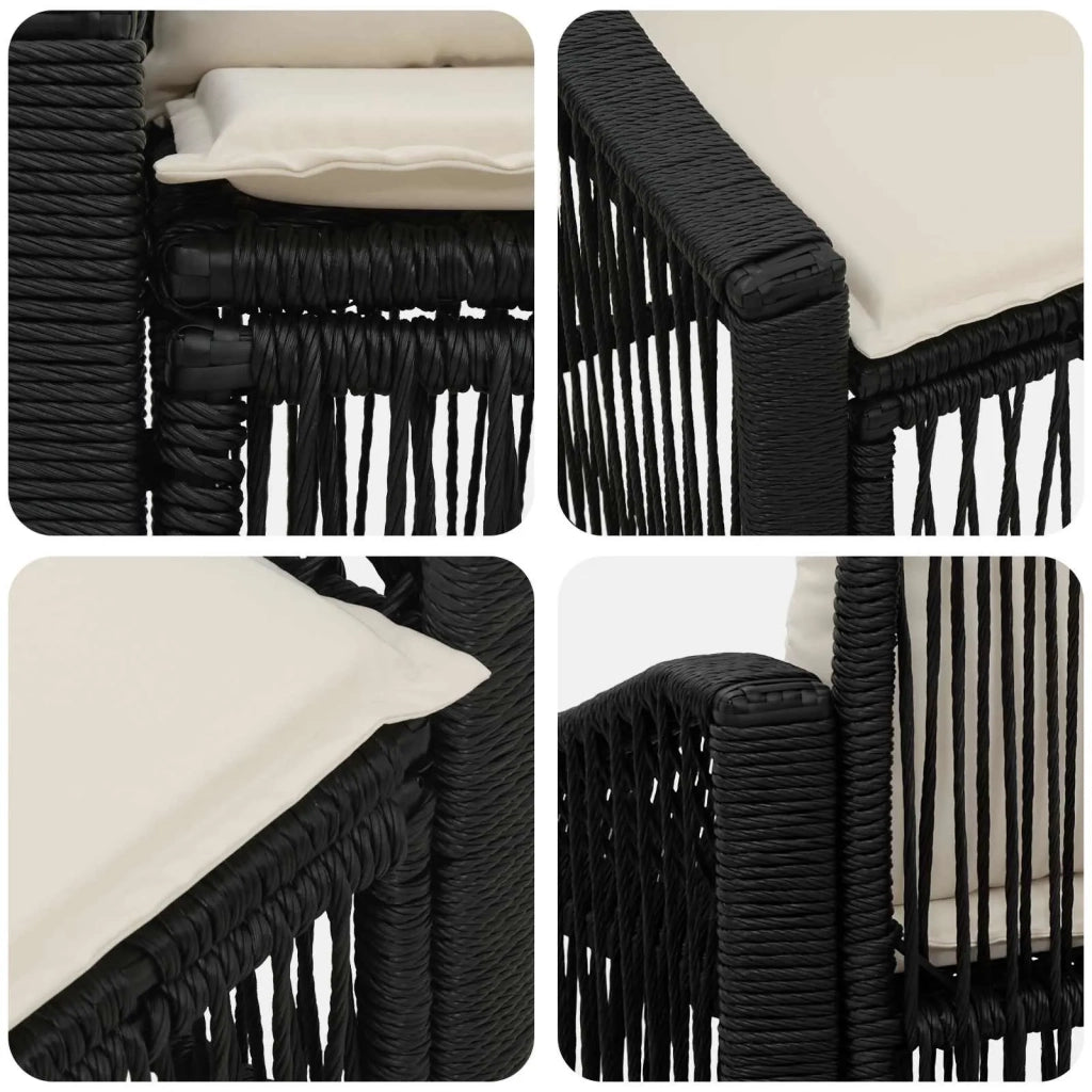 Divano da giardino 2-Numero di posti Nero polyrattan 42026707