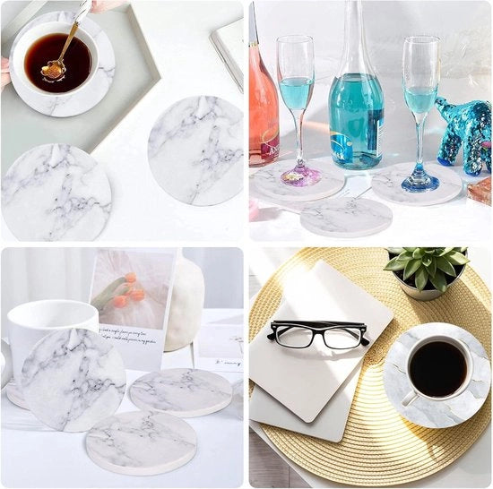 12 pezzi di supporti in marmo con alloggiamento per bicchieri - supporti in marmo con retro di gomma per cultura di casa, bar, caffè, feste in casa e ufficio