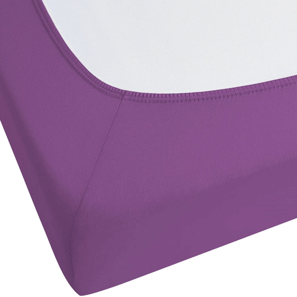 Lenzuolo con angoli cotone viola 140 x 200 cm con bordi elastici modello classico a tinta unita camera da letto classica