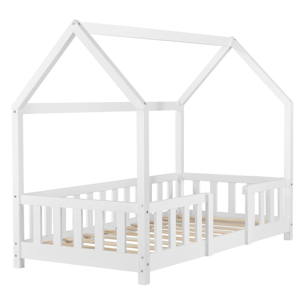 Letto per Cameretta Sisimiut a Forma di Casetta 80x160 cm Bianco [en.casa]