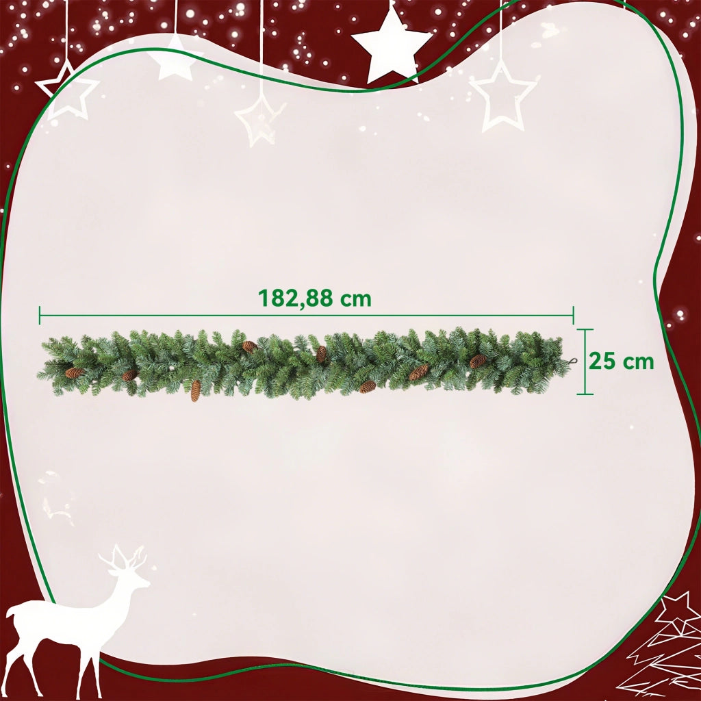 Ghirlanda di fiori artificiale decorazione esterna ¨C zephmum ¨C 1.8m verde con pigne
