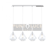 SOSPENSIONE CROMO 4 LUCI RETTANGOLARE VETRI TRASPARENTE 1177CR-S4 R-TR