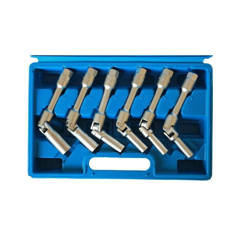 Trade Shop - Kit 6 Chiavi Bussola Snodate Per Candelette Auto Diesel Da 8 A 16 Mm 3/8" 160mm -