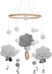Mobili per Bambini con Ventilatore a Forma di Nuvola, Giocattolo in Legno con Palle a Forma di Nuvole 3D, Appoggio per Letto per Bambini con Decorazione a Forma di Nuvola, Regalo per Nuovi Nati (grigio)