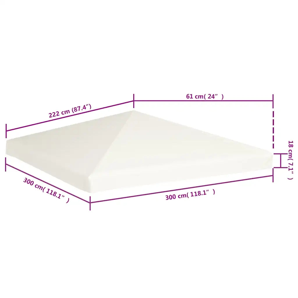 Copertura Superiore per Gazebo 310 g/m² 3x3 m Bianco Crema 44777