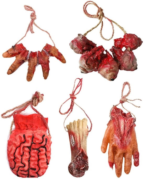 5 pezzi di prop e effetto sangue per Halloween, sintetici, difficili da replicare, imitazioni, decorazioni Halloween spaventose, prop e effetto sangue, attacchi per casa dei fantasmi, zombie, decorazioni da festa