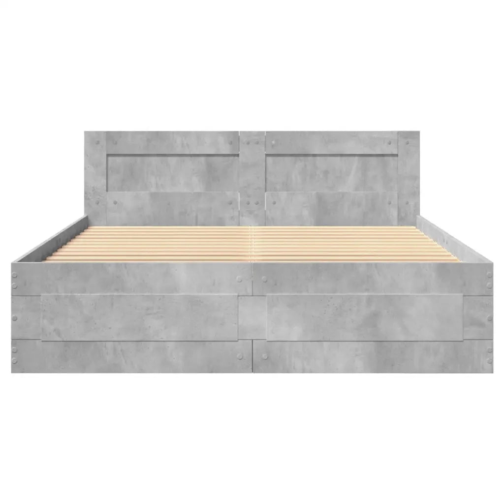 Letto matrimoniale | Letto per adulti | Giroletto Testiera Grigio Cemento 120x190 cm Legno Multistrato