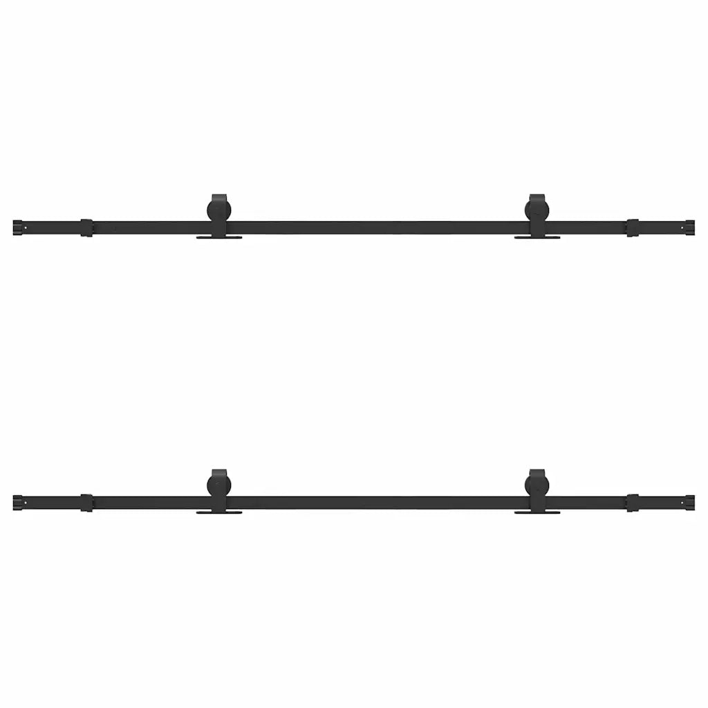Kit di Binari per Porte Scorrevoli 200 cm Acciaio Nero CFW3646264