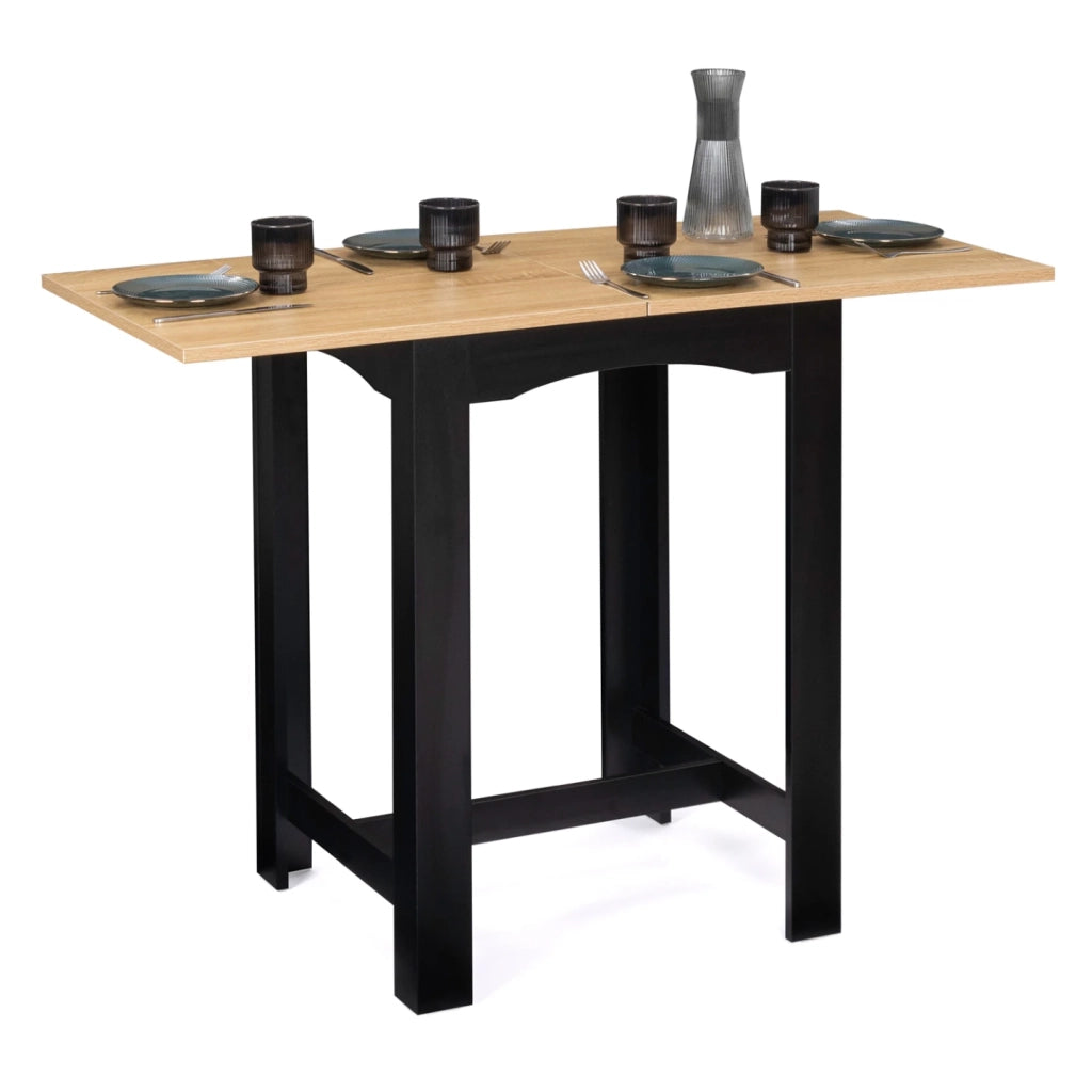 IDMarket - Tavolo da bar allungabile DONA per 2 o 4 persone, nero, piano in faggio, 60-120 cm