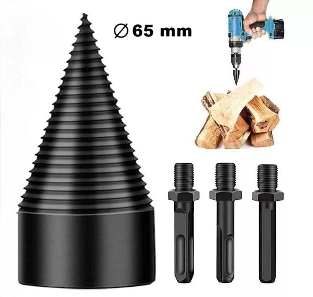 Vite conica spaccalegna 65mm fresa legno punta per trapano con 3attacchi 07518