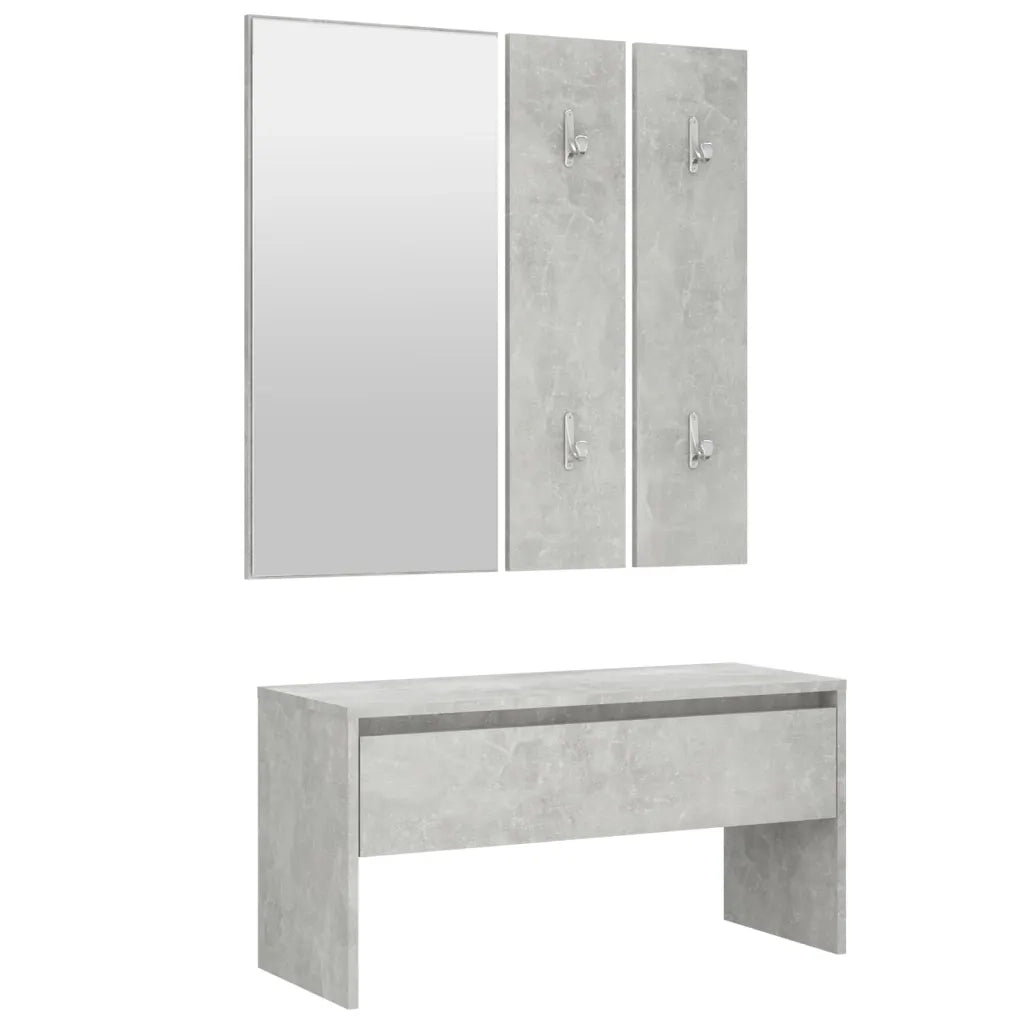 Set di Mobili da Corridoio Grigio Cemento in Legno Multistrato 3082048