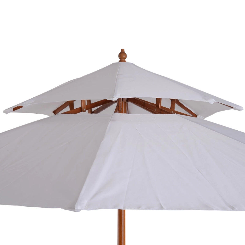 EasyComfort Ombrellone Doppio 2.7x2.7 m con Meccanismo a Manovella, in Legno, Bambù e Poliestere, Bianco