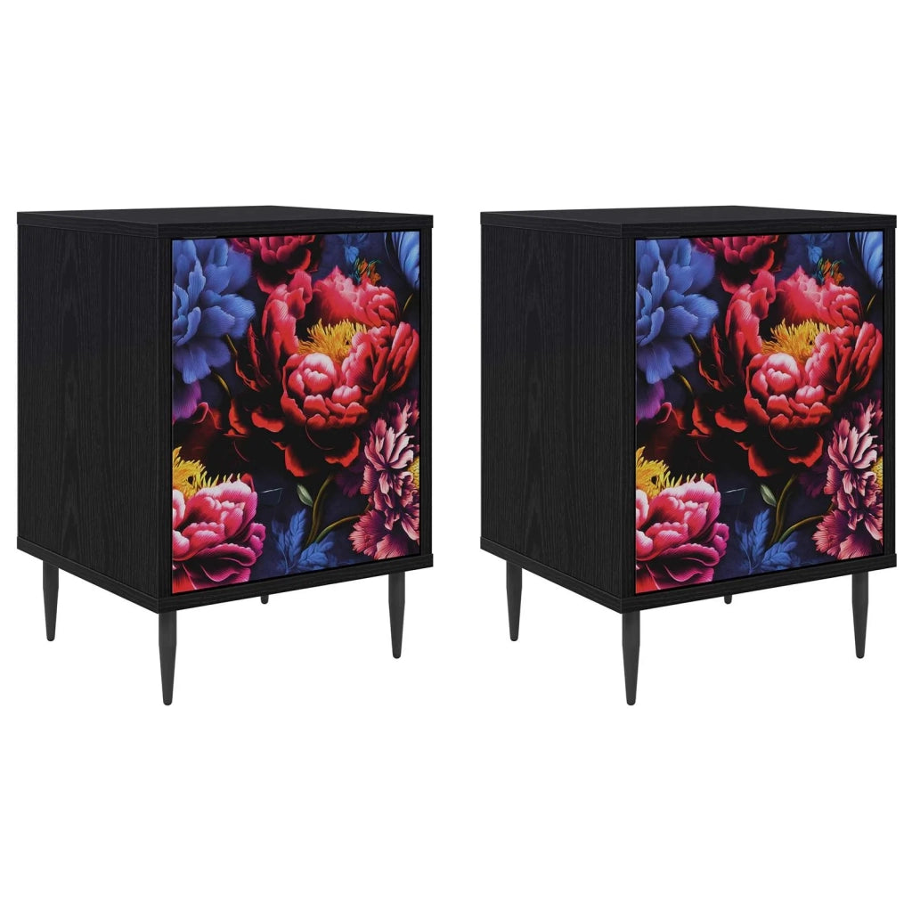 Armadio da Notte KIEL 2 pz Rovere Nero 36 x 33 x 51 cm 8007258