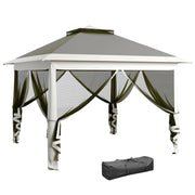 GAZEBO DA ESTERNO AD ALTEZZA REGOLABILE CON ZANZARIERE IN METALLO E TESSUTO OXFORD 3.3X3.3X2.8 M GRIGIO SCURO