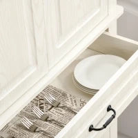Credenza Cucina con 2 Armadietti e Cassetto in Stile Coloniale, 80x35x180cm Bianco
