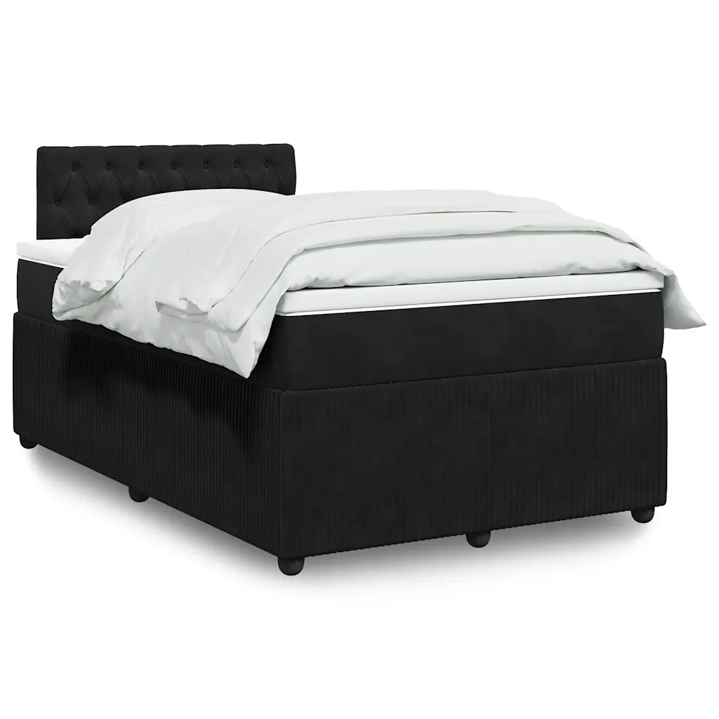 Giroletto a Molle con Materasso Nero 120x200 cm in Velluto 3290018