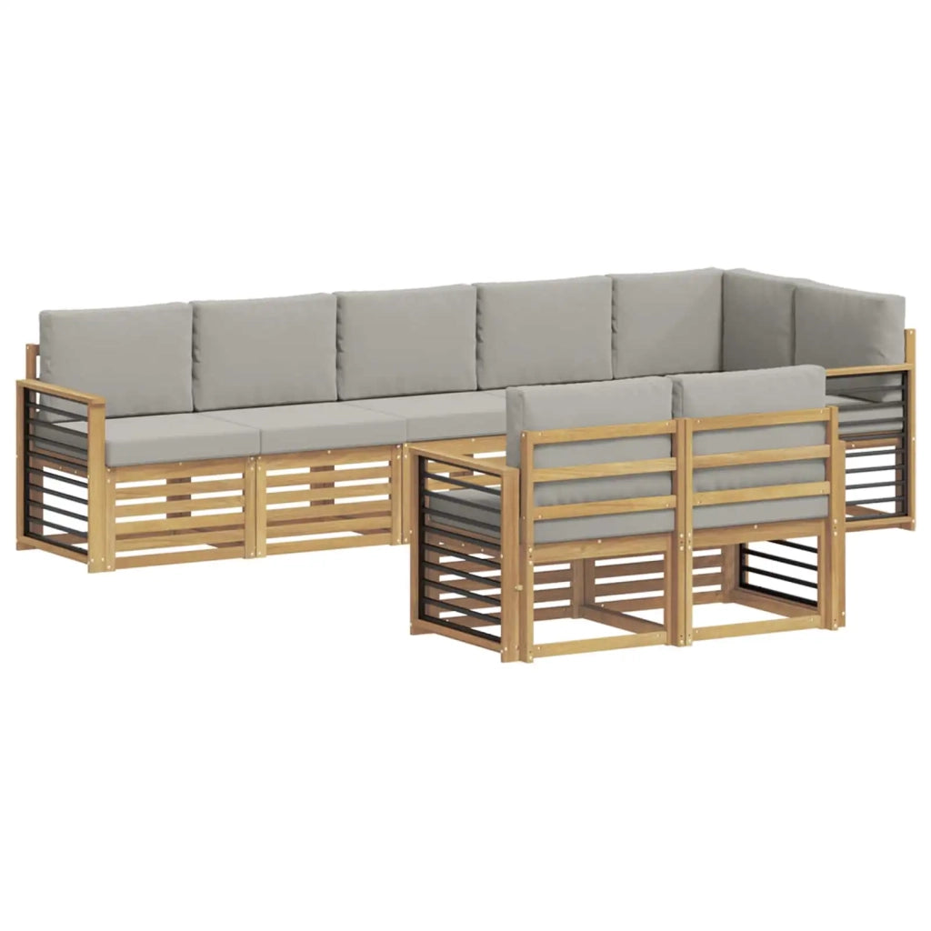 Set di divani da esterno 8 pcs Bianco e Grigio Chiaro