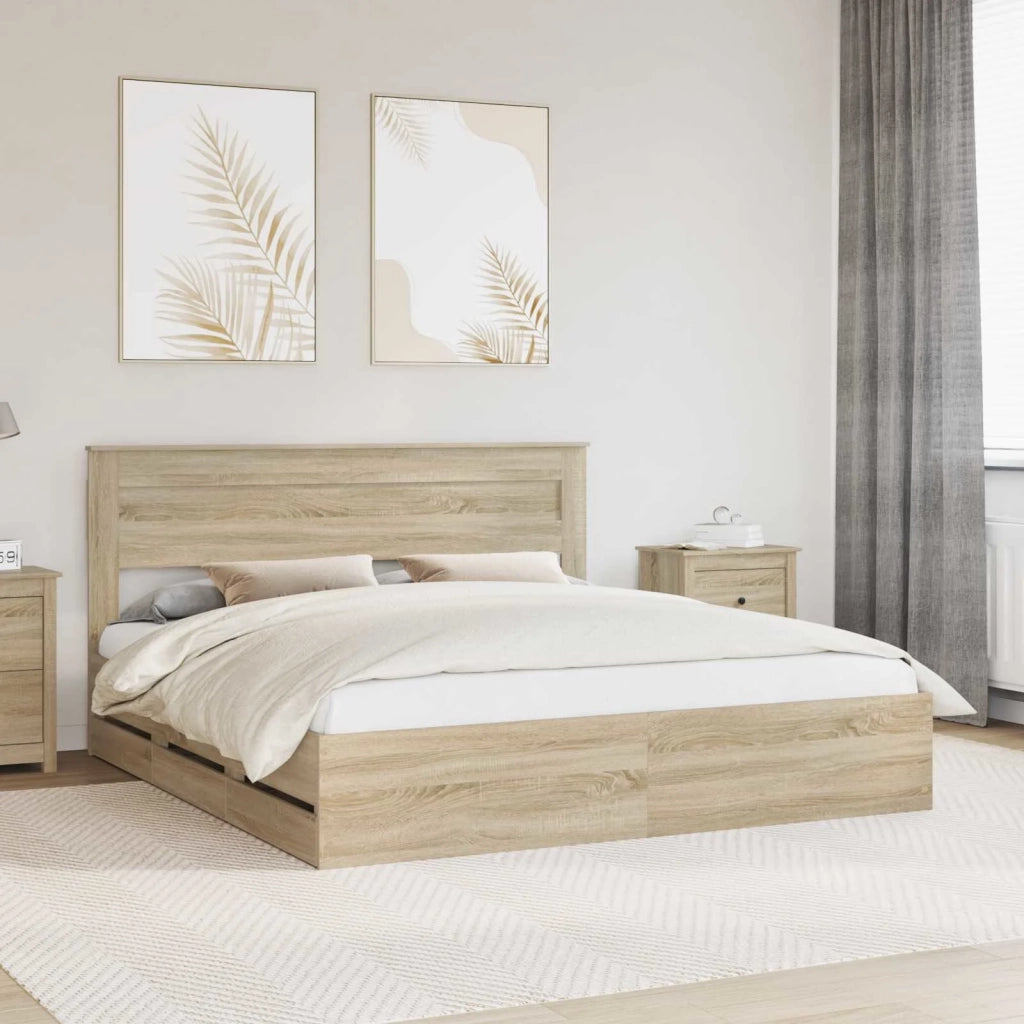 Struttura del letto con cassetto Rovere Sonoma 200 x 200 cm