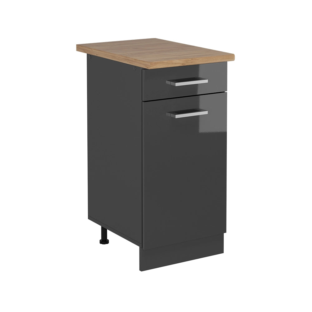 Mobiletto base per cucina R-Line Antracite lucido/Antracite 40 cm, PL Rovere Vicco