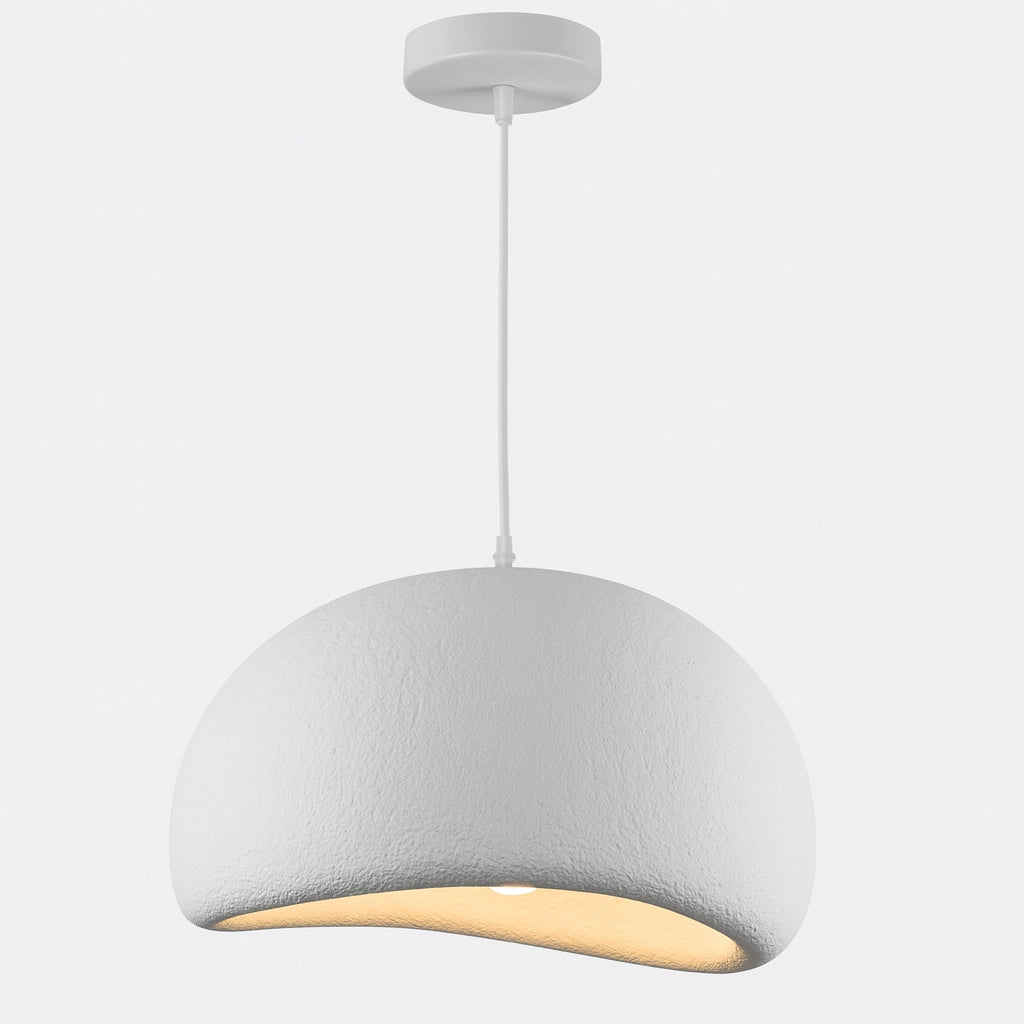 Lampadario moderno a sospensione in schiuma effetto pietra, stile wabi-sabi giapponese bianco minimal attacco E27 per sala pranzo, cucina e soggiorno Ø