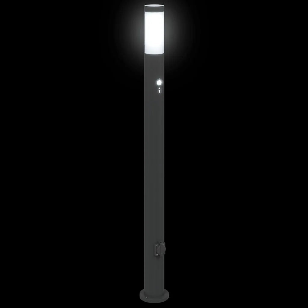 Lampada a paletto con sensore e presa 110 cm Acciaio Inox IP44 4006045
