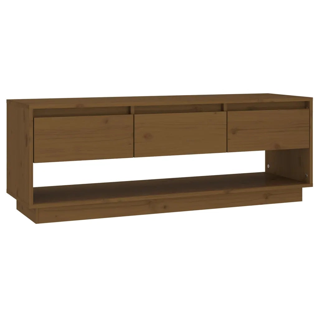 Mobile Porta TV Ambrato 110,5x34x40cm in Legno Massello di Pino 813847