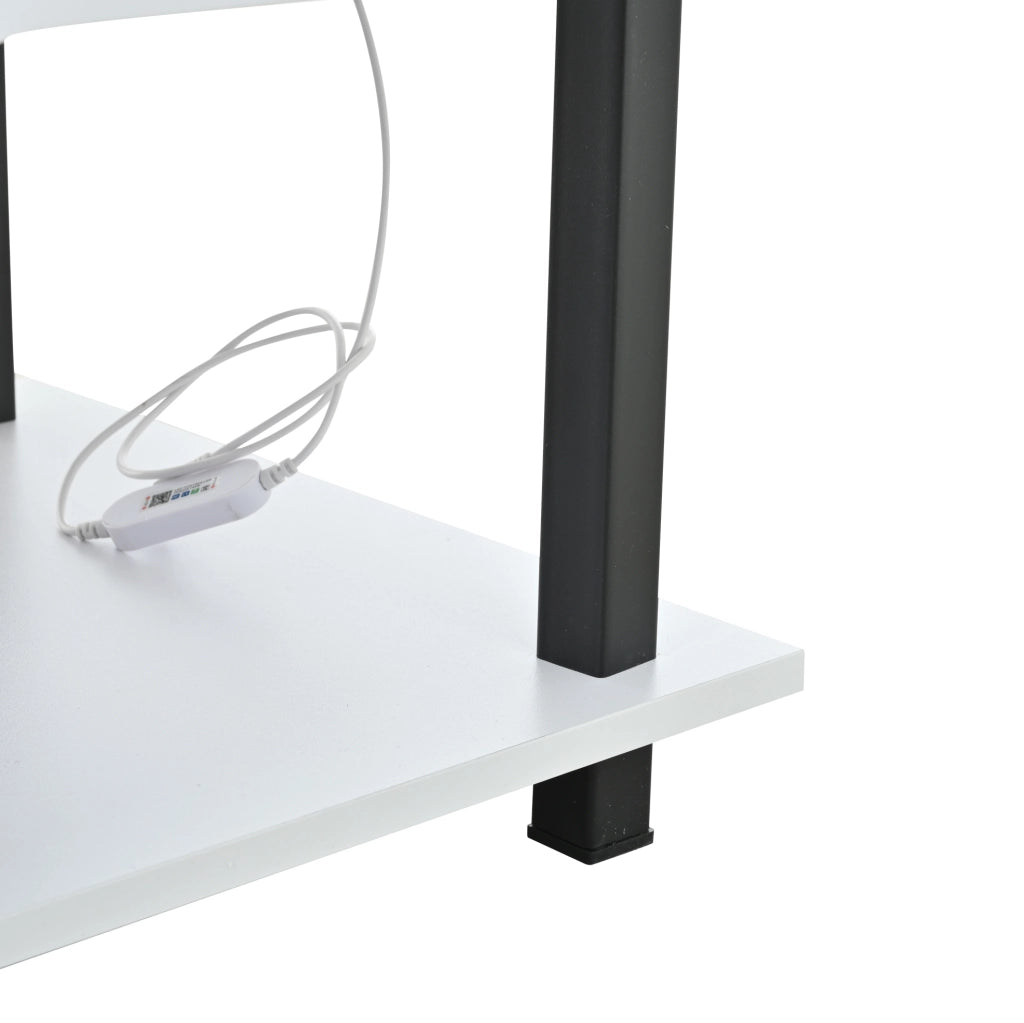 Tavolino da salotto 50x100x46 cm; altezza regolabile con vano nascosto; truciolato; bianco