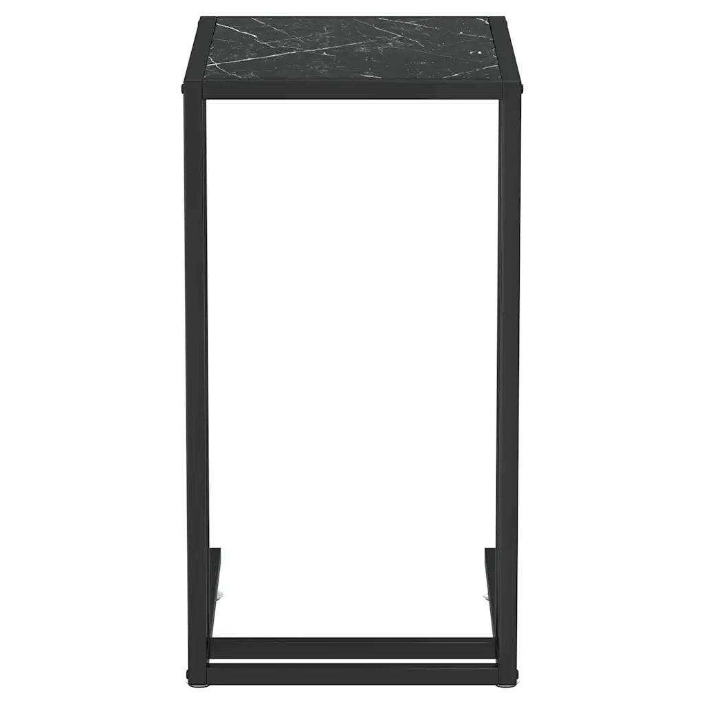 Tavolino | Tavolo laterale per Computer Marmo Nero 50x35x65 cm Vetro Temperato