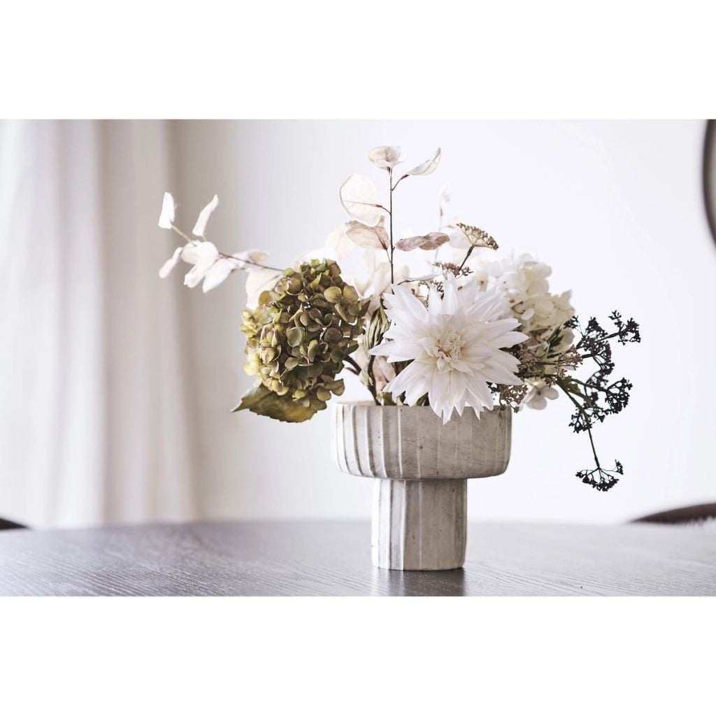 Vaso Decorativo HN7, Beige, Cemento, 21x21x18,5 cm