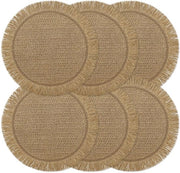 Set di 6 Piatte Ronde per Tavolo in Materiale Naturale - Resistenti al Calore e Lavabili