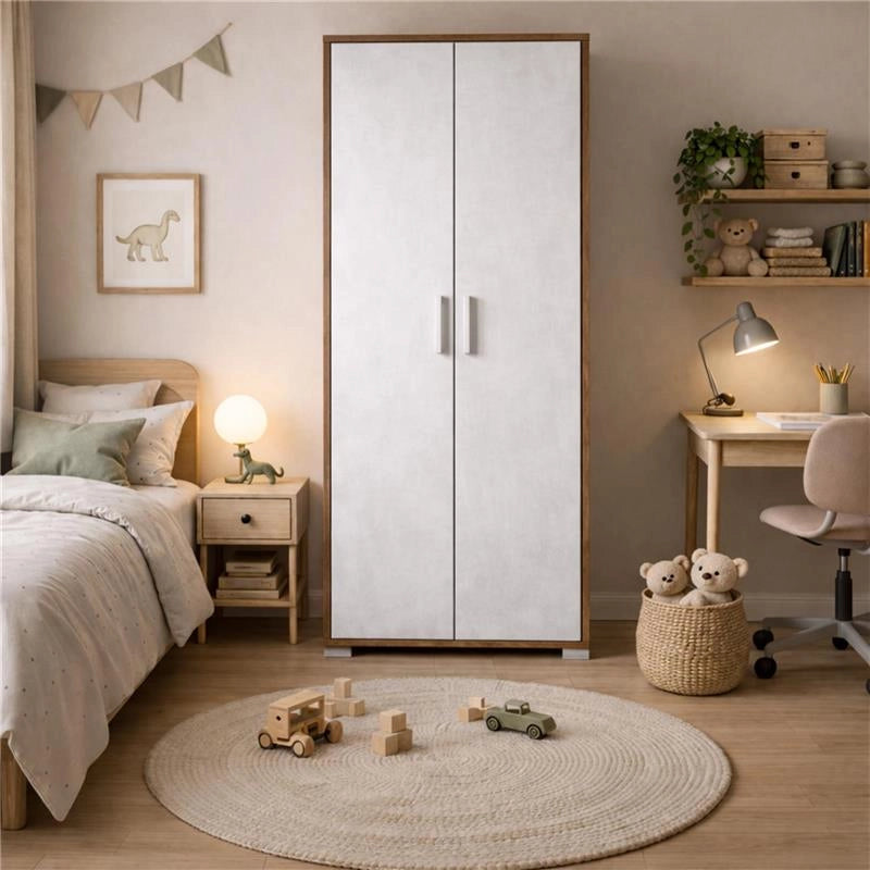 ARMADI DA ARREDO CON 2 ANTE DIMENSIONI 199X71X41 CM COLORE NOCE E OSSIDO BIANCO