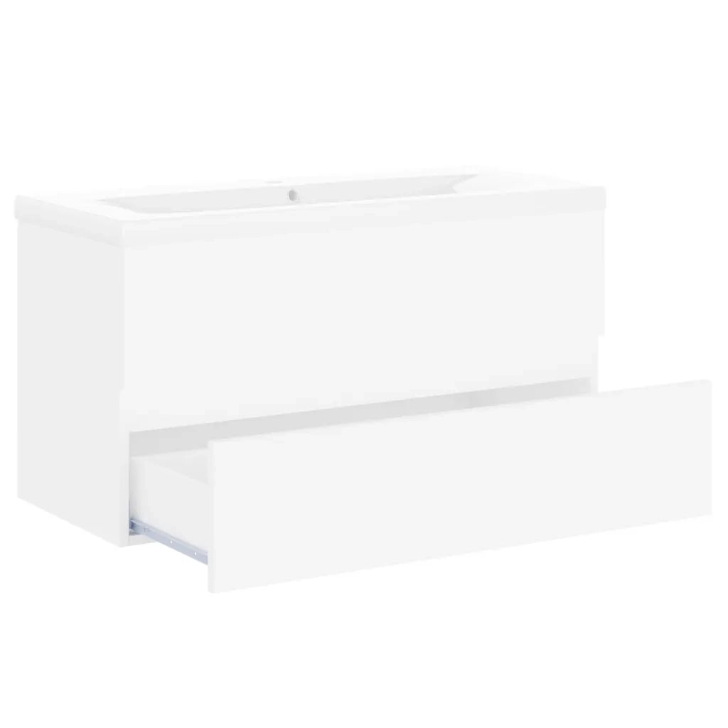 Mobile con Lavabo Integrato Bianco in Legno Multistrato 3071558