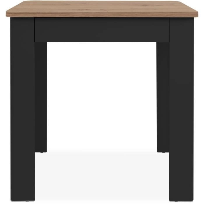 Tavolo OSLO - Rettangolare - 4 persone - 80 x 77 x 80 cm - Nero / Rovere artigianale