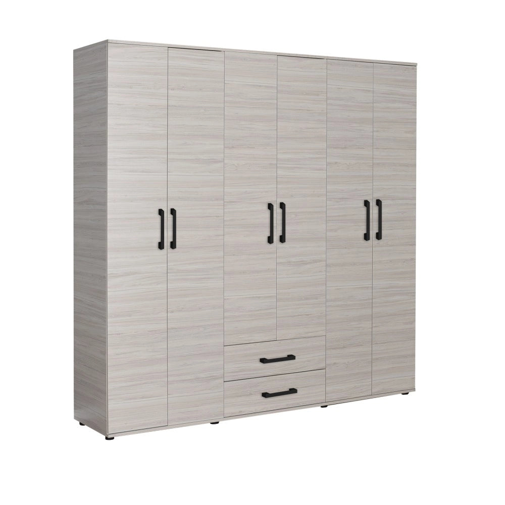 Armadio 6 ante e 2 cassetti GRD4262023 colore rovere 200x45x180H