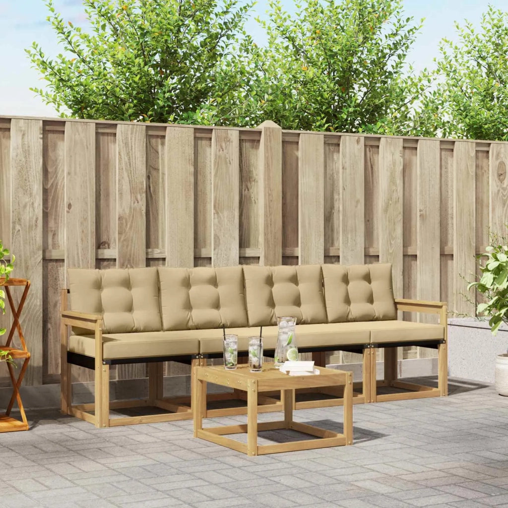 Set di divani da esterno con cuscino 5 pcs Bianco e Beige