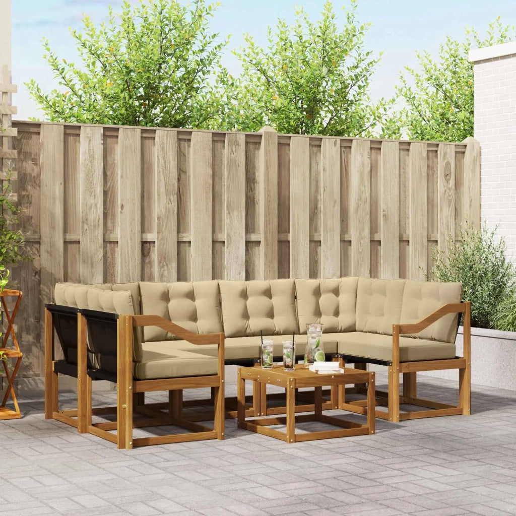 Set di divani da esterno con cuscino 7 pcs Naturale e Beige 3368460