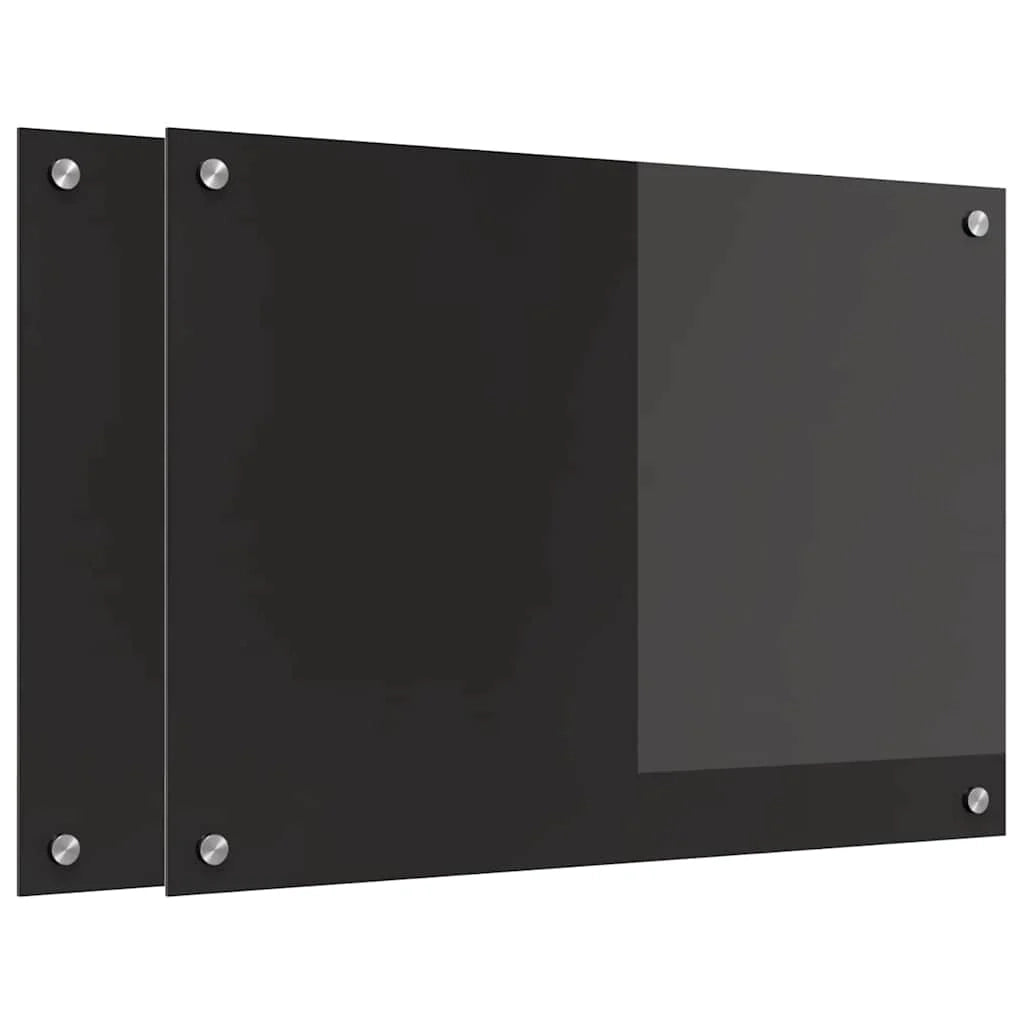 Set di 2 paraschizzi moderni per cucina 70 x 50 cm finitura elegante e resistente in vetro temperato nero 02_0056307