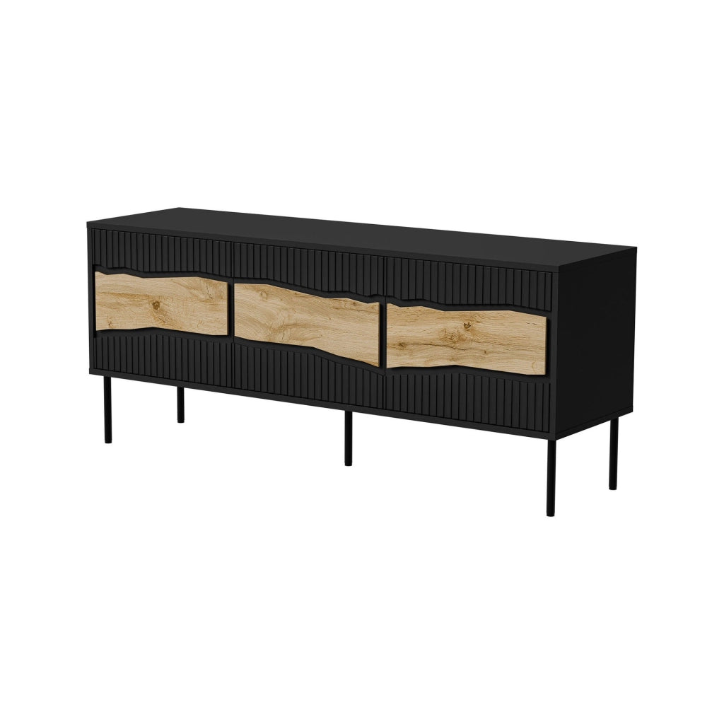 Novolin, Mobile Porta tv un Ripiano, 143.5x40x61.5h cm Nero