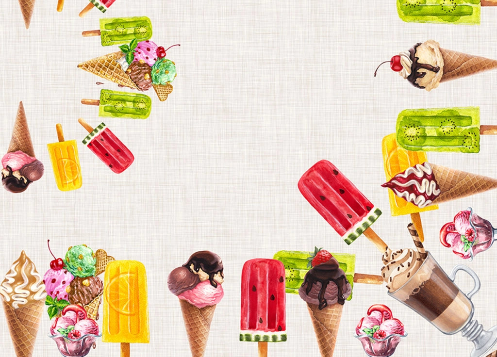 Tovaglia Copritavolo In 100% Cotone Stampa Digitale Dis. Ice Cream GI - 140x180 - Ice Cream