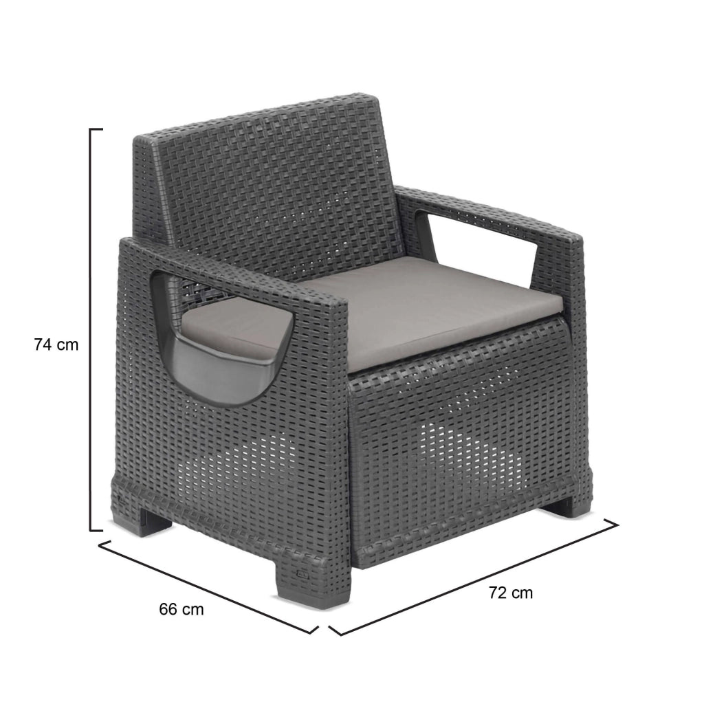 Rho, Poltrona da Esterno Braccioli Made in Italy, 66x72 cm Grigio Antracite